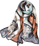 وشاح نسائي مالبيري 100% مطبوع عليه زهور وشاح طويل من الساتان شال ملفوف