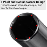 uxcell 1/2" Drive 21mm 6-Point Deep Impact Sockets 3" Length with 1/2" to 1/4" Hex Shank Adapters Phosphate Coated, CR-V Steel Socket Adapter Accessory Set Kit for Hex Bolts Nuts