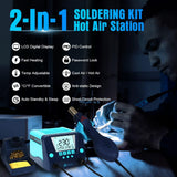 TOAUTO DS882 Soldering Station, 2 in 1 Soldering Iron Hot Air Gun Rework Station Kit with LCD Display,°F /°C, Cool/Hot Air Conversion, Auto Standby & Sleep, Temperature Memory & Lock & Correction