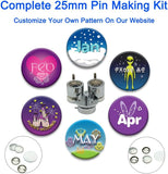 ChiButtons Kit 25mm (1") Button Maker Badge Press Machine-B400 + 25mm Round Die Moulds + 500 Set Pin Button Components + Adjustable Circle Cutter (Black)