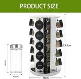 Arabest Rotating Spice Rack, 20 Jars Stainless Steel Spice Rack Organizer, Countertop Rack Tower Seasoning Storage Organization for Kitchen Cabinet Home Dried Herbs (Round)