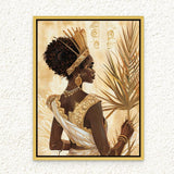 ديكور فني مؤطر من القماش القبلي للمرأة الافريقية بالوان محايدة، لوحة فنية جدارية مطبوعة لديكور الحائط للمكتب وغرفة المعيشة وغرفة النوم، هدية 30 × 40 سم