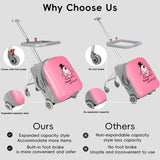 Kids' Luggage,Ride-On Suitcase 20 Inch Expandable Foldable and Rideable Suitcase with Spinner Wheels 2-in-1 Trolley Case & Baby Stroller for Toddler Kids Shopping Travel (Pink)