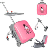 Kids' Luggage,Ride-On Suitcase 20 Inch Expandable Foldable and Rideable Suitcase with Spinner Wheels 2-in-1 Trolley Case & Baby Stroller for Toddler Kids Shopping Travel (Pink)