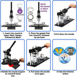 ChiButtons Kit 25mm (1") Button Maker Badge Press Machine-B400 + 25mm Round Die Moulds + 500 Set Pin Button Components + Adjustable Circle Cutter (Black)
