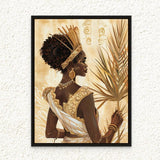 ديكور فني مؤطر من القماش القبلي للمرأة الافريقية بالوان محايدة، لوحة فنية جدارية مطبوعة لديكور الحائط للمكتب وغرفة المعيشة وغرفة النوم، هدية 30 × 40 سم