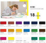 HI'MI Gouache Paint Set, 18 Colours, 30 ml Jelly cups, with Palette, Non Toxic Paint for Paper and Canvas, Art Paint Set for Professionals, Yellow Case