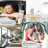 ALMEKAQUZ 40 oz Tumbler With Handle and Straw Lid Insulated Reusable Stainless Steel Water Bottle Travel Mug Iced Coffee Cup Travel Mug for Hot and Cold Beverages 40 oz Tumbler with Handle (White)