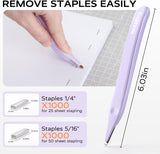 Effortless Stapler for Desk with 40-50 Sheet Capacity, 2000 Staples, 1-Touch Stapling, Ergonomic & Easy to Load Desktop Staplers, Heavy Duty Stapler, and Magnetic Staple Remover, Purple