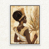 ديكور فني مؤطر من القماش القبلي للمرأة الافريقية بالوان محايدة، لوحة فنية جدارية مطبوعة لديكور الحائط للمكتب وغرفة المعيشة وغرفة النوم، هدية 30 × 40 سم