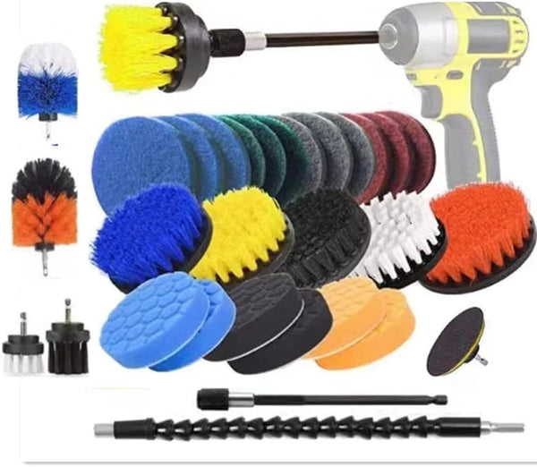 4 x Drill Brush Power Scrubber Kit Cleaning Brush Extended Long