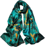 وشاح نسائي مالبيري 100% مطبوع عليه زهور وشاح طويل من الساتان شال ملفوف