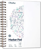 دفتر رسم فني مقاوم للنزيف من اوهوهو - مقاس ورق كبير 19 × 25 سم - 150 جرام لكل متر مربع - 60 ورقة/120 صفحة، دفتر رسم بسلك حلزوني أقلام الكحول