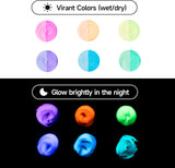 HIMI Glow in The Dark Jelly Gouache Paint Set, 6 Colors 23ml, Jelly Cup Design, Travel carry, Non Toxic Paint for Canvas and Paper, Art Supplies for Professionals