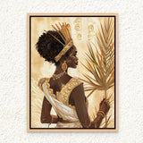ديكور فني مؤطر من القماش القبلي للمرأة الافريقية بالوان محايدة، لوحة فنية جدارية مطبوعة لديكور الحائط للمكتب وغرفة المعيشة وغرفة النوم، هدية 30 × 40 سم