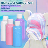 20 Colors DIY Painting Fluid Bear's Art Acrylic Paint, 60ml Each, Bulk Paint for Beginners and Kids on Rocks Crafts Canvas Wood Ceramic (20 Colors Acrylic Paints, no Bear)