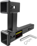 KAIRAY Double Hitch Receiver 2 inch Trailer Dual Hitch Extension Riser Hitch Adapter Fits for 2 inch Receiver Extender to 10 inch Max Length 7.5 Inch Riser