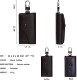 كونتاكتس حافظة مفاتيح سيارة جلدية للرجال مع حامل بطاقة الهوية مع سلسلة مفاتيح, أسود, قياس واحد