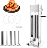 CHAOFLIGHT Sausage Stuffer 5L Stainless Steel Manual Homemade Sausage Maker with 5 Stuffing Tubes Funnel Double Speed Sausage Filler Machine for Commercial Home (5L)