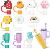 10pcs Straw Cover Cap for Stanley Cup 30&40 Oz, Tumbler Shape Straw Lids Silicone Straw Topper Straw Tips Cover Reusable Straw Plugs Soft Cute Straw Dispenser Tips for 8-10 mm Stanley Cups Straws