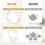 DUJUST 22 pcs White Porcelain Tea Set for 6, Luxury British Style Tea/Coffee Cup Set with Golden Trim, Beautiful Tea Set for Women, Tea Party Set, Gift Package (Including a Stand) - White