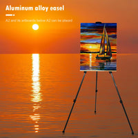 AOOKMIYA 63inch Metal Artist Easel Sketch Stand Adjustable Metal Display Easel Painting Drawing Stand with Carrying Bag Top Art Supplies
