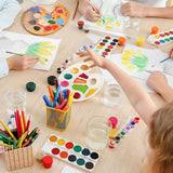 AOOKMIYA 6Pcs 17 Wells Paint Tray Palette Painting Pallet Holder Square with Thumb Hole White Plastic Pallets for Watercolor Painting Art