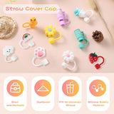 10pcs Straw Cover Cap for Stanley Cup 30&40 Oz, Tumbler Shape Straw Lids Silicone Straw Topper Straw Tips Cover Reusable Straw Plugs Soft Cute Straw Dispenser Tips for 8-10 mm Stanley Cups Straws