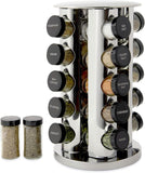 Arabest Rotating Spice Rack, 20 Jars Stainless Steel Spice Rack Organizer, Countertop Rack Tower Seasoning Storage Organization for Kitchen Cabinet Home Dried Herbs (Round)