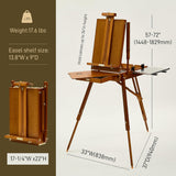 ات وورث حامل فرنسي للرسم، حامل صندوق رسم فاخر من خشب الزان مع صينية جانبية معدنية، محمول وسهل النقل للرسم في الهواء الطلق، يحمل قماش حتى 34 انش - لون جوزي فاتح