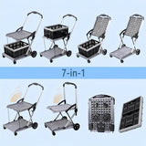 Folding Shopping Cart 2 Tier Multi Use Mobile Trolley Functional Collapsible Carts with Wheels and Removable Folding Storage Crates, for Groceries,Camping,Garage, Supermarket (Single Layer)