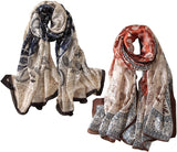 وشاح حريري من واي ام اكس اتش اتش بي، مصنوع من حرير التوت، وشاح شال لف طويل خفيف الوزن …