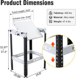 Flip Top Benchtop Machine Table with Rollers for Bolt Two Machines, 24.8”x 20” Flip Top Tool Stand with 4 Leveling Rubber Pad, Flipping Stand Adjustable Height Workbench Holds 400 LBS