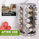 Arabest Rotating Spice Rack, 20 Jars Stainless Steel Spice Rack Organizer, Countertop Rack Tower Seasoning Storage Organization for Kitchen Cabinet Home Dried Herbs (Round)