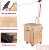 Smfbpro Folding Portable Rolling Crate Handcart，Smart Cart with Telescopic Handle, Collapsible Rolling Utility Basket Shopping for Supermarket Shopping、Teacher Shopping Moving Grocery