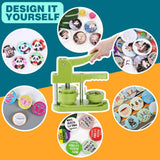 Happizza Button Maker Machine 58mm - (3rd Gen) Installation-Free 58mm(2.25in) DIY Pin Badge Button Maker Press Machine Badge Punch Press with Free 100pcs Button Parts&Pictures&Circle Cutter&Magic Book
