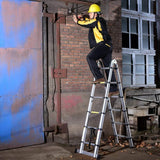 BuTuTaa 3.8 M Multipurpose Folding Teles Ladder A Frame A Shape Aluminium Portable Extendable Extension Telescoping Steps for Home Office Indoor Outdoor 150Kg Capacity (/CE)