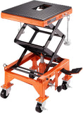 VEVOR Hydraulic Motorcycle Lift Jack, 1500 LBS Capacity ATV Scissor Lift Jack, Portable Motorcycle Lift Table with 4 Wheels, Hydraulic Foot-Operated Hoist Stand for Motorcycle ATV UTV Powersports
