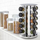 Arabest Rotating Spice Rack, 20 Jars Stainless Steel Spice Rack Organizer, Countertop Rack Tower Seasoning Storage Organization for Kitchen Cabinet Home Dried Herbs (Round)