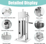 CHAOFLIGHT Sausage Stuffer 5L Stainless Steel Manual Homemade Sausage Maker with 5 Stuffing Tubes Funnel Double Speed Sausage Filler Machine for Commercial Home (5L)