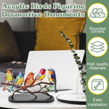 طيور زجاجية ملونة على فروع لسطح المكتب زينة معدنية زاهية لديكور المنزل والمكتب سلسلة ديكورات هدية الانتقال لمنزل جديد ومحبي الطيور 5 من كاستويف أكريليك متعدد الألوان