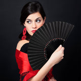 4 Pieces Folding Hand Fan, Black Silk Fabric Bamboo Ribs Hand Held, Chinese Japanese Vintage Silk Fans Fan for Wedding, Dancing, Church, Party, Gift Gift, DIY Creating
