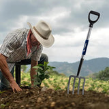 MUJO 4-Tine Spading Digging Fork, Garden Digging Spading Fork Forged Steel with D-Grip Handle 41“