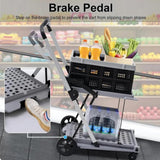 Folding Shopping Cart 2 Tier Multi Use Mobile Trolley Functional Collapsible Carts with Wheels and Removable Folding Storage Crates, for Groceries,Camping,Garage, Supermarket (Single Layer)