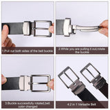 Zuimei Mens Reversible Leather Belt, Men's Belt with Rotated Buckle, Adjustable Trim to Fit, Great for Suits, Jeans, Casual & Business Work, Black & Coffee