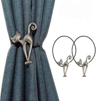 Starthi Magnetic Curtain Tiebacks, 2 Pieces Cute Cat Magnetic Curtain Tiebacks Curtain Clips Rope Holdbacks Curtain Holder Buckles with Strong Durable Magnet for Home Office Dorm