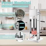 CHAOFLIGHT Sausage Stuffer 5L Stainless Steel Manual Homemade Sausage Maker with 5 Stuffing Tubes Funnel Double Speed Sausage Filler Machine for Commercial Home (5L)