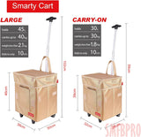 Smfbpro Folding Portable Rolling Crate Handcart，Smart Cart with Telescopic Handle, Collapsible Rolling Utility Basket Shopping for Supermarket Shopping、Teacher Shopping Moving Grocery