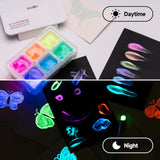 HIMI Gouache Paints Set Glow in The Dark 6 * 23ml Gouache Paint Jelly Cup Design, Non Toxic Paint for Canvas and Paper, Art Supplies for Professionals
