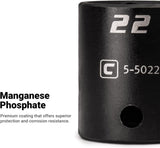 Capri Tools 1/2-Inch Drive Deep Impact Socket Set with Adapters and Extensions, Chrome Molybdenum, Master Set Metric and SAE, Manganese Phosphate, 63-Piece